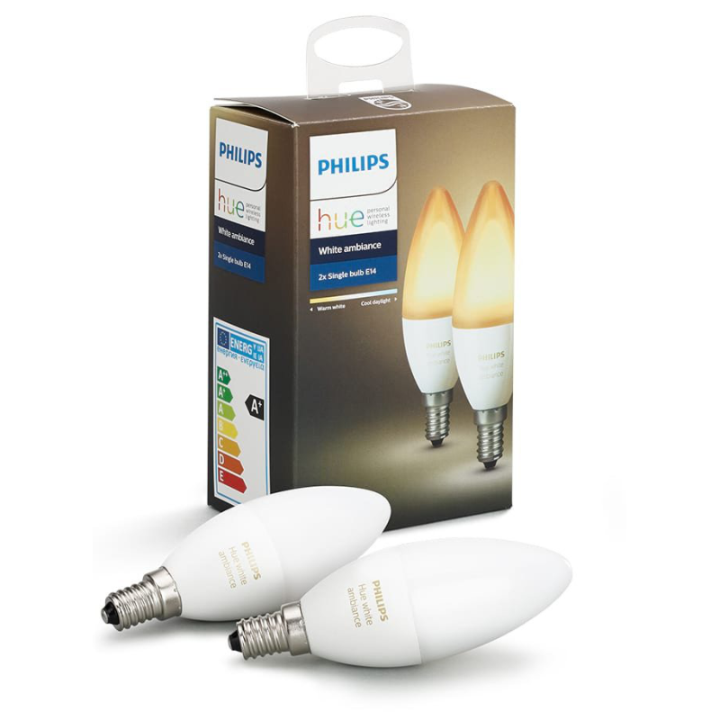 øjeblikkelig med hensyn til For det andet Philips Hue White Ambiance LED Pære E14 BT 2-pack - Philips