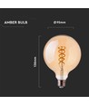 E27 dekorativ LED globepære - spiral filament, 5W, 2200K, Ø95 mm