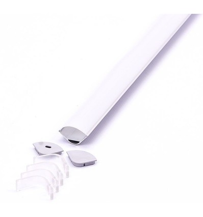 Alu hjørneprofil 30x30 til IP65 og IP68 LED strip - 2 meter, inkl. matteret cover og klips