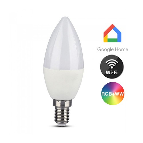 E14 5W Smart Home LED pære - Tuya/Smart Life, virker med Google Home, Alexa og smartphones