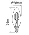 2W LED kertepære - Kultråd, varm hvid, E14