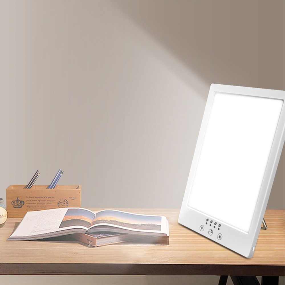 LED lysterapi lampe med timer - 14W, hvid, 12.000 LUX billede