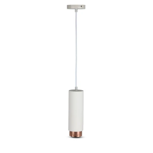 Outlet: V-Tac moderne pendellampe - Hvid med rose guld, Ø8 cm, GU10