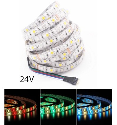 12W/m RGB+WW LED strip - 5 meter, IP20, 60 LED pr. meter, 24V