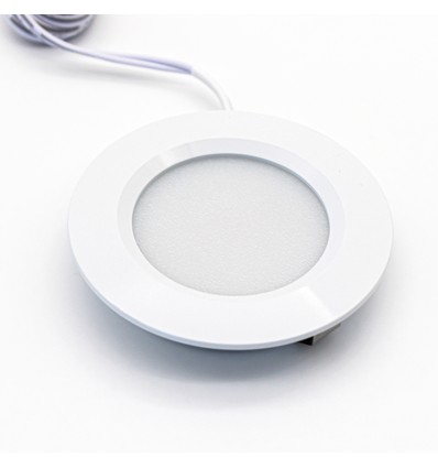 LEDlife Reco68 møbelspot indbygning - Hul: Ø5,6 cm, Mål: Ø6,8 cm, Mat hvid, 2,5W, 12V DC