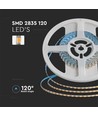 V-Tac 8W/m LED strip - 5m, 3mm bred,IP20, 24V, 120 LED pr. meter