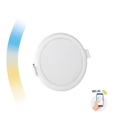 6W Smart home LED indbygningspanel - Tuya/Smart Life, Google Home og app, hul: Ø10,5 cm, Mål: Ø11,2 cm, 230V