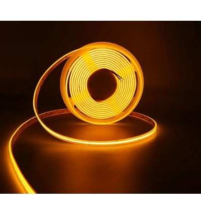 5m 10W/m Rav farve COB-LED strip - 24V DC, IP67, 320 LED pr. meter, COB LED