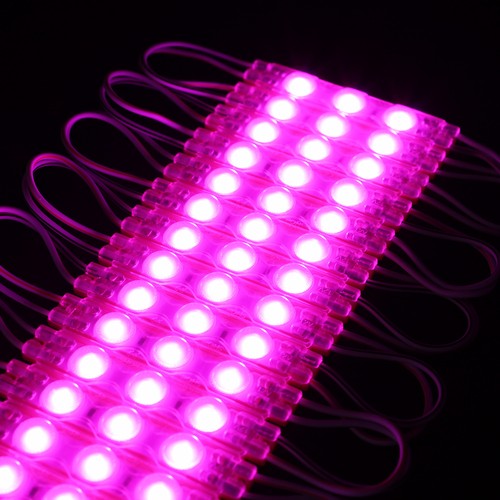 Vandtæt pink LED modul - 1,1W pr. stk, IP66, 12V, Perfekt til skilte og specialløsninger