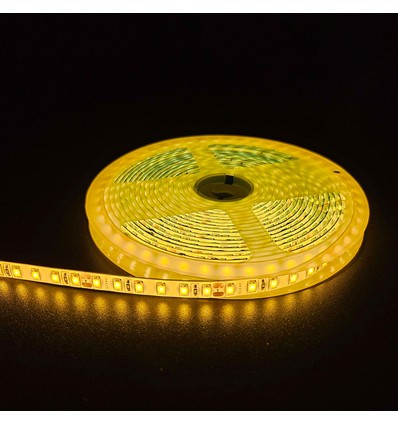 5m 10W/m Gul LED strip - 24V DC, IP65, 120 LED pr. meter