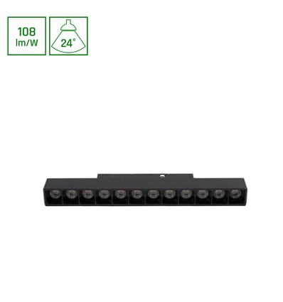 12W SHIFT Basic Lineær Lamp - 3000K, Sort, Gitter S, 22cm