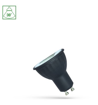 LED GU10 6W 38° Neutral Hvid - 230V, med Linse, Sort Hus, Spectrum