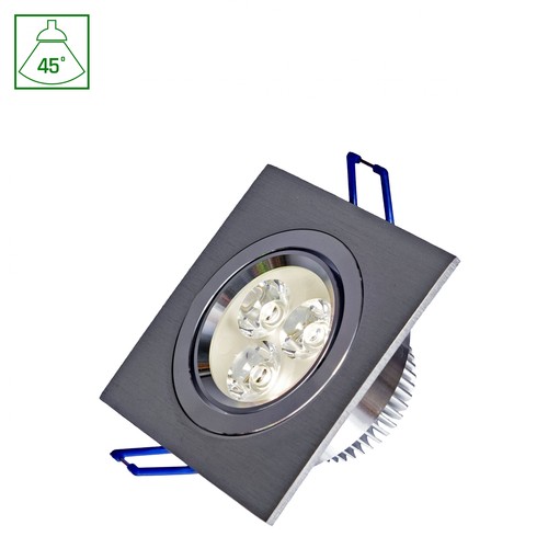 3W Fiale kvadratisk LED indbygningsspot - 45 grader, varm hvid, 3x1W LEDs
