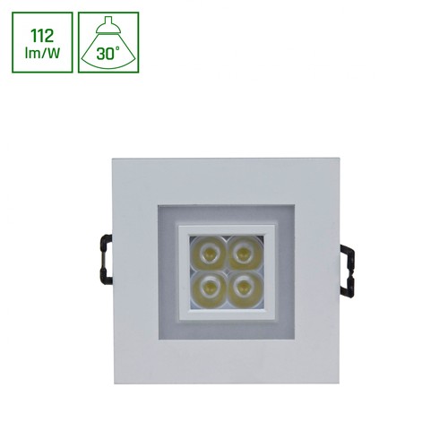 Fiale 4LED 4x1W 30° 230V - Firkantet, Varm hvid LED spot, med varm hvid ramme