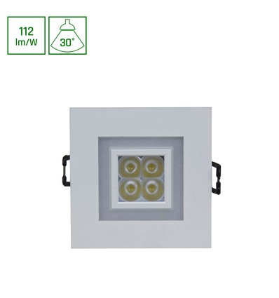 Fiale 4LED 4x1W 30° 230V - Firkantet, Varm hvid LED spot, med varm hvid ramme