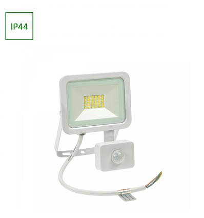 20W projektør med sensor - IP44, Varm hvid, hvid, med sensor