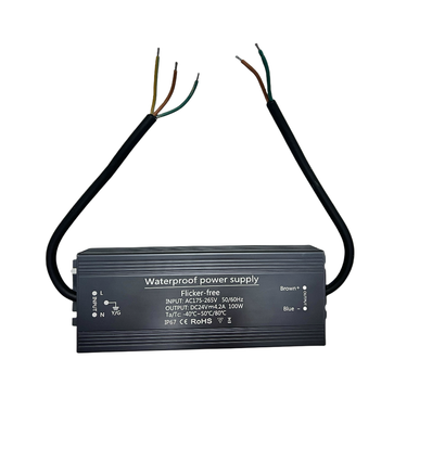 100W vandtæt strømforsyning - 24V DC, 4,1A, flicker free, IP67