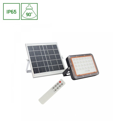 50W Solara 2 solcelle projektør - 3.2V, IP65, kold hvid, sort, fjernbetjening, inkl. solpanel