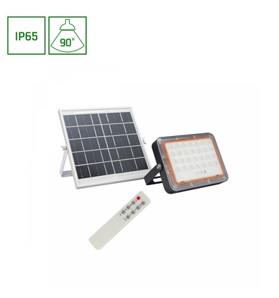 50W Solara 2 solcelle projektør - 3.2V, IP65, kold hvid, sort, fjernbetjening, inkl. solpanel