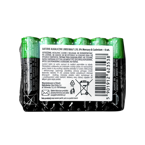 Alkalisk Batteri LR03 AAA 1,5V - 6 Stk.