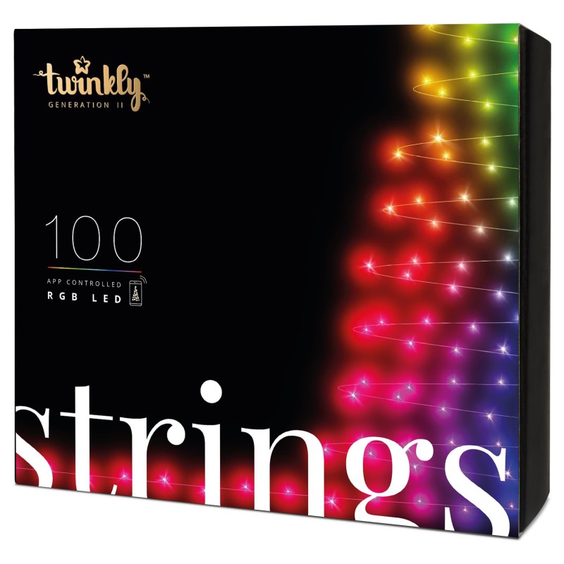 Se Twinkly Strings App Styret Lyskæde Med 100 RGB LED Lys - WiFi/BT hos detLED