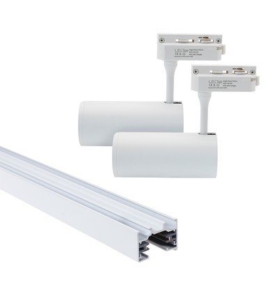 LEDlife SLIM 1 meter skinne til skinnespots - Hvid, inklusiv 2 stk. hvide SLIM skinnespot, komplet sæt