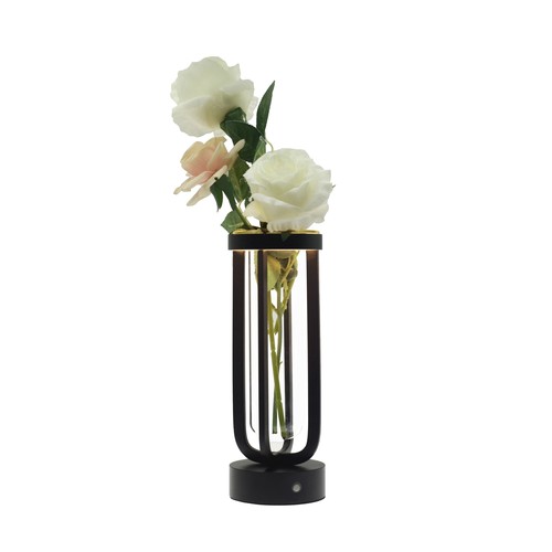 Outlet: Blomstervase med LED lys Inde/ude - Sort, dæmpbar, IP54 udendørs