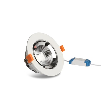 10W Ø14cm Downlight - Hul: Ø13 cm, Mål: Ø14 cm, 800lm, Justerbar vinkel