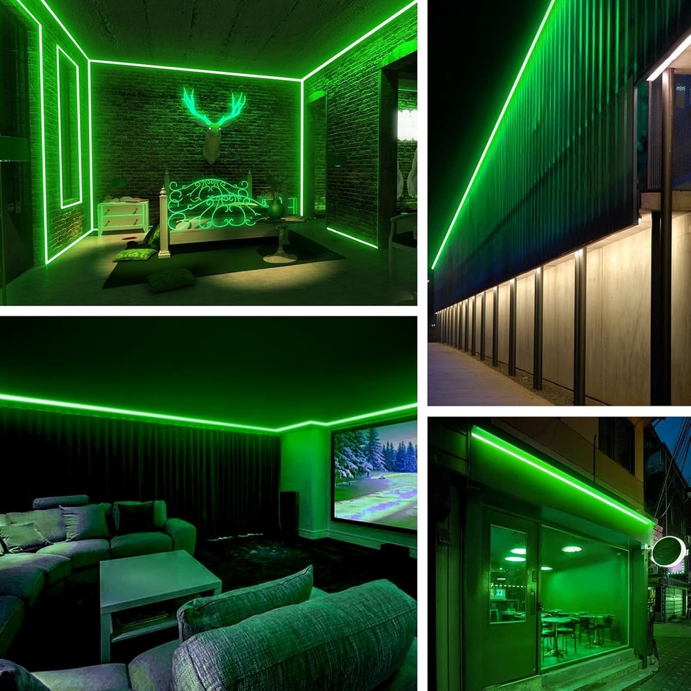 5m 11,5W/m Grøn Neon COB strip - 230V, IP67 vandtæt, 288 LED, kan klippes for hver 50cm - Forpakning : 10m pose billede