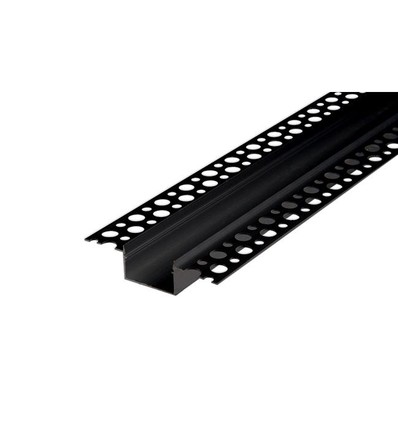 Aluprofil 50x20 til indspartling - 1 meter, sort, inkl. sort cover