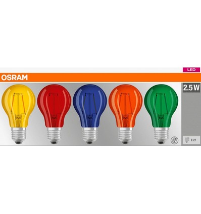 Osram Farvede LED Pære E27 - 5-Pak