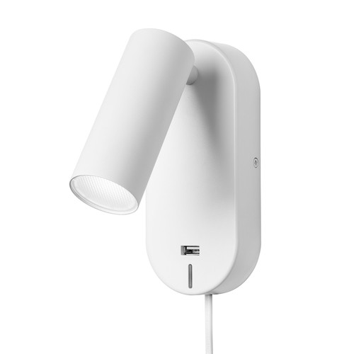 Ego LED Væglampe 4,5W Med Touch Dæmp og USB - Hvid