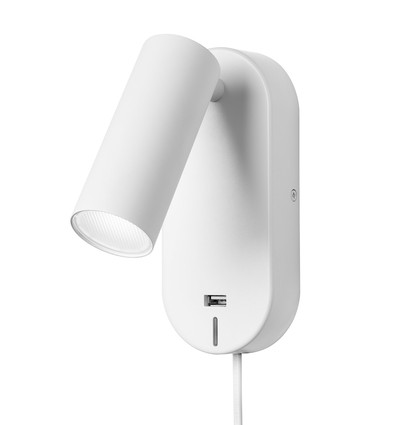 Ego LED Væglampe 4,5W Med Touch Dæmp og USB - Hvid