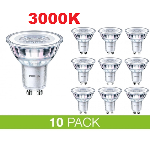 PHILIPS Classic GU10 LED Pære 4W i 3000K, 345Lm Dæmpbar - 10-PAK