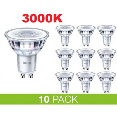 PHILIPS Classic GU10 LED Pære 4W i 3000K, 345Lm Dæmpbar - 10-PAK