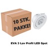 10 x EVA 3 LED Spot 4W 3000K 430Lm Ra97 Dæmpbar IP54 i Hvid (inde/Udendørs)