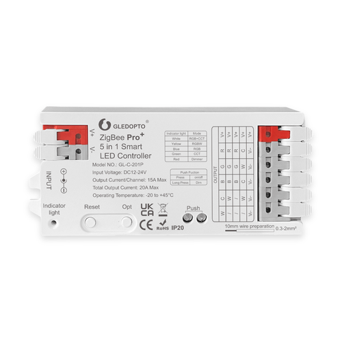 Gledopto PRO+ 5-i-1 ZigBee LED Controller 12V-24V (Hue Kompatibel)