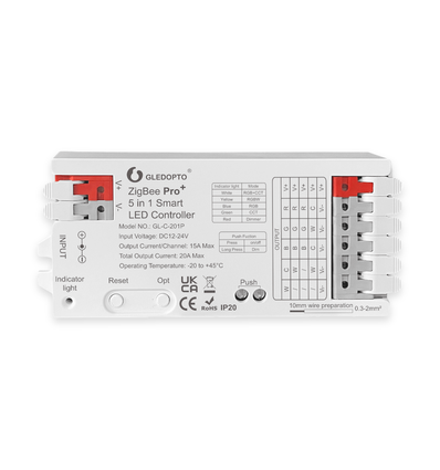 Gledopto PRO+ 5-i-1 ZigBee LED Controller 12V-24V (Hue Kompatibel)