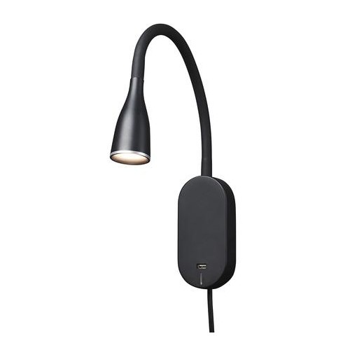 Eye LED Væglampe 5W 3000K Med Touch Dim og USB - Sort