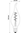 3W LED flammepære - T35, kultråd, røget glas, E14, 230V