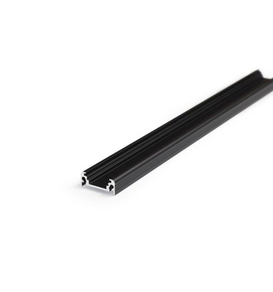 Aluminiums profil i Sort Til LED Strip (Model S) - 2 Meter