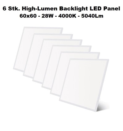 6 x High-Lumen Backlight LED Panel 60x60, 28W, 4000K, 5040Lm