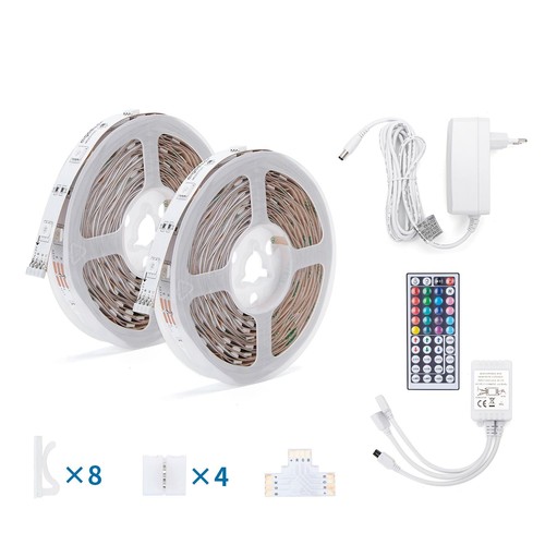 Aigostar RGB LED Strip Sæt 36W, IP65 (12V/230V) - 2 x 5 Meter