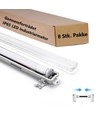 8 x TRI-PROOF LED Armatur 18W i 4000K, 2160Lm, IP65, 230V - 1200 mm