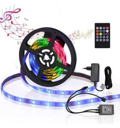 Aigostar RGB LED Strip Sæt 24W, IP65, 60LED/m (12V/230V) - 3 Meter