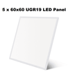 5 x E5 UGR19 LED Panel 60x60 På 40W i 4000K, 4600Lm - Hvid