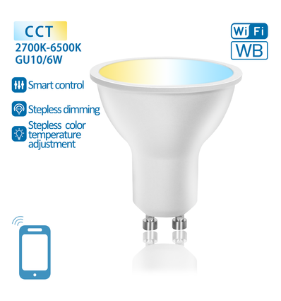 Aigostar SMART WiFi/BT, GU10 LED Pære 6W, CCT 2700K-6500K - 120°