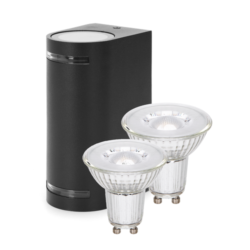 Aigostar Two-Way LED Udendørs Væglampe 2x6W, 2700K, IP54 - Sort