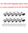 10 x Hilux D10 Udendørs Spot i Hvid - inkl. Dæmpbar GU10 LED 3W 2700K