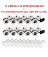 10 x Hilux D10 Spot i Hvid - inkl. Dæmpbar GU10 LED 6W i 2700K